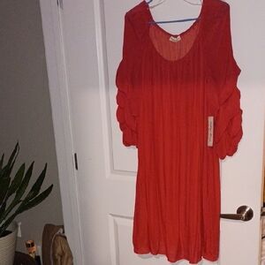 Elegant Red Long Sleeve Dress